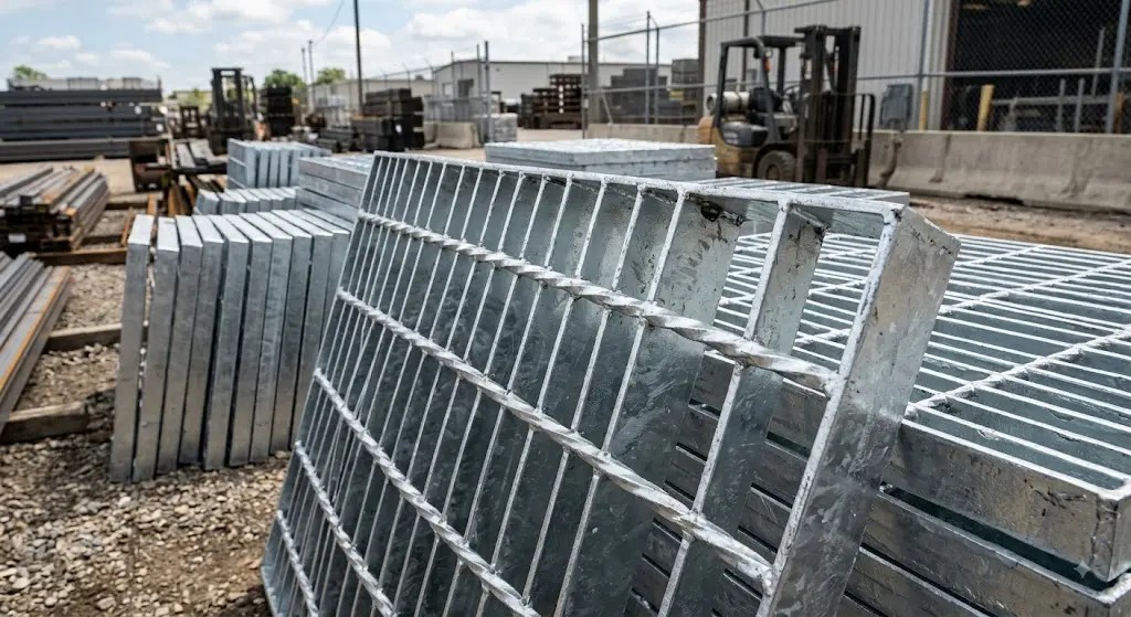 Hot-dip galvanised MS grating